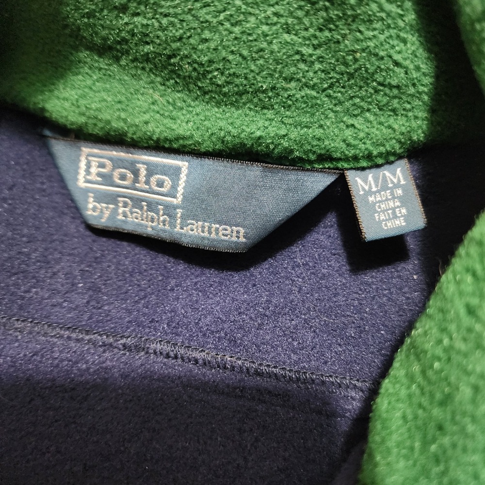 Vintage Polo Ralph Lauren Vest Men's Sz M Fleece Pony Logo Preppy Blue Green - Picture 9 of 10